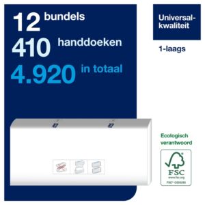 HANDDOEK TORK PC 100585 UNIVERSAL 1LGS 22.5X20.1CM