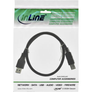 KABEL INLINE USB 3.0 A-B 1.5M ZWART